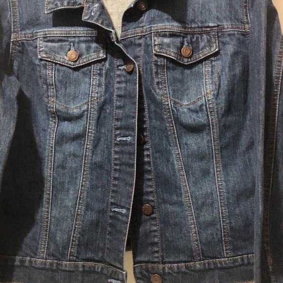 New York & Co. Women L Bomber Stretch Jean Jacket Single Stitch Business Casual - Picture 2 of 5